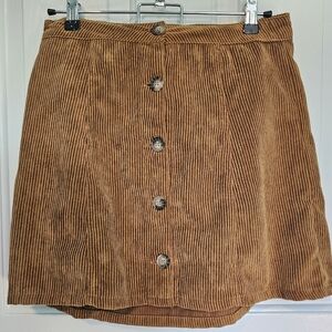 Beceel Corduroy Button-Front Skirt in Tan Women's Sz M